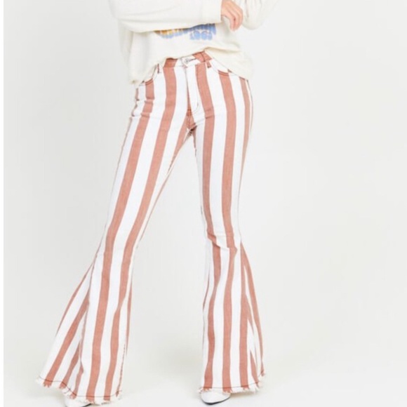 Altar’d State Emerie Flare Striped Pants Small - Picture 2 of 5
